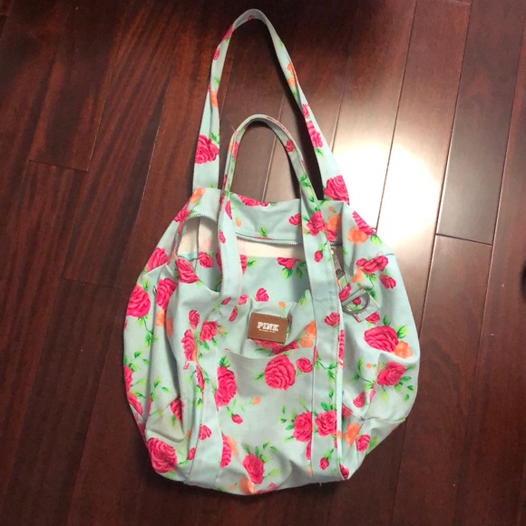 Mint and floral pink bag - Picture 1 of 3
